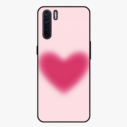 Pink Aura Heart Glass Case showing flat back view with glowing heart artwork and glossy glass finish.