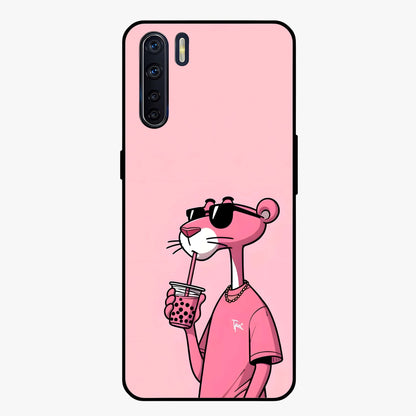 Pink Panther Glass Case showing flat back view with iconic pink panther artwork and glossy glass finish.