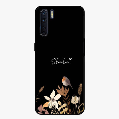 Quiet Garden Tune Custom Name Glass Case showing flat back view with peaceful garden artwork and personalized name design.