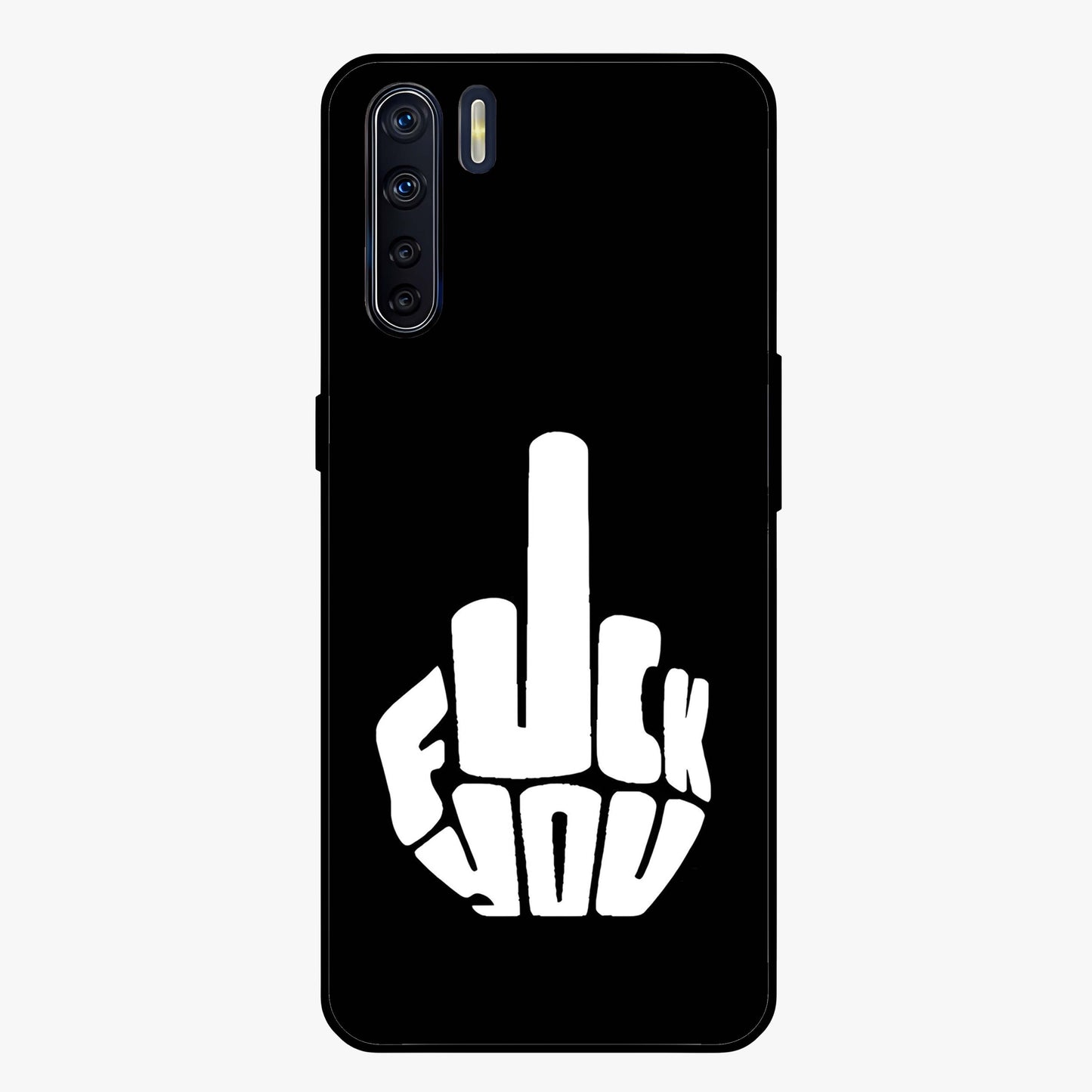 Rebel Mode On Glass Case showing flat back view with bold rebellious typography artwork and glossy glass finish.