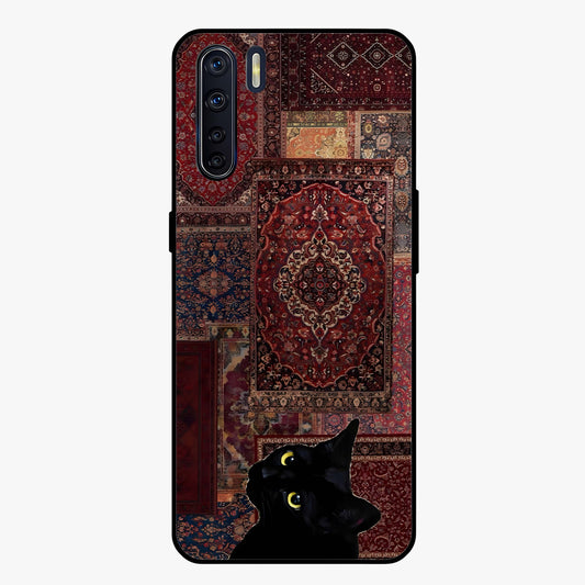 Regal Magic Cat Apple Glass Case showing flat back view with magical cat artwork holding apple and glossy glass finish.