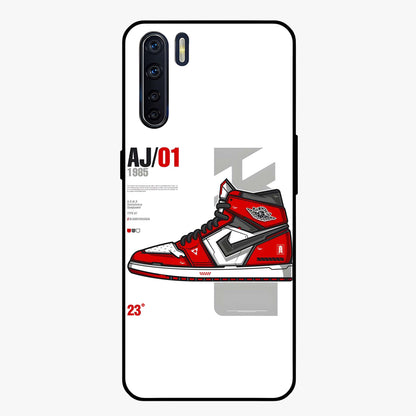 Retro Sneaker Blueprint Glass Case showing flat back view with sneaker blueprint style artwork and glossy glass finish.