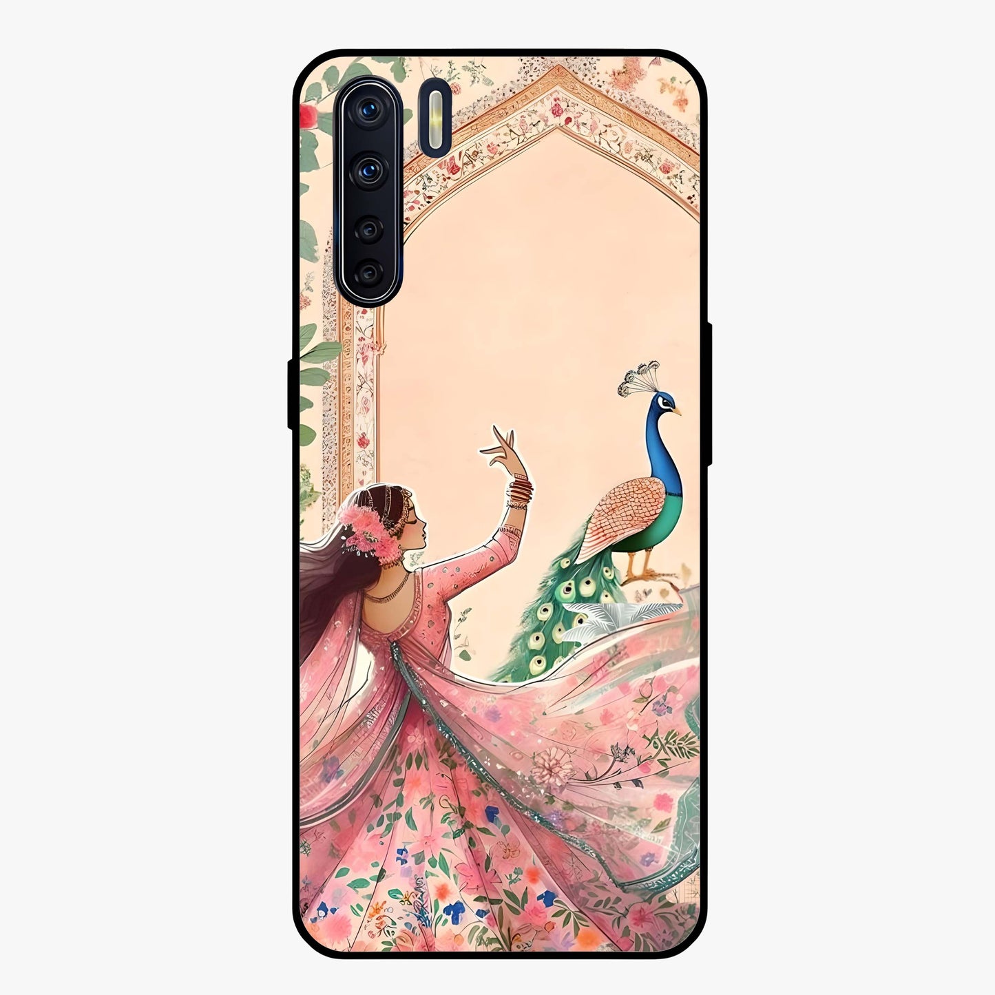 Royal Grace Muse Glass Case showing flat back view with elegant artistic artwork and glossy glass finish.