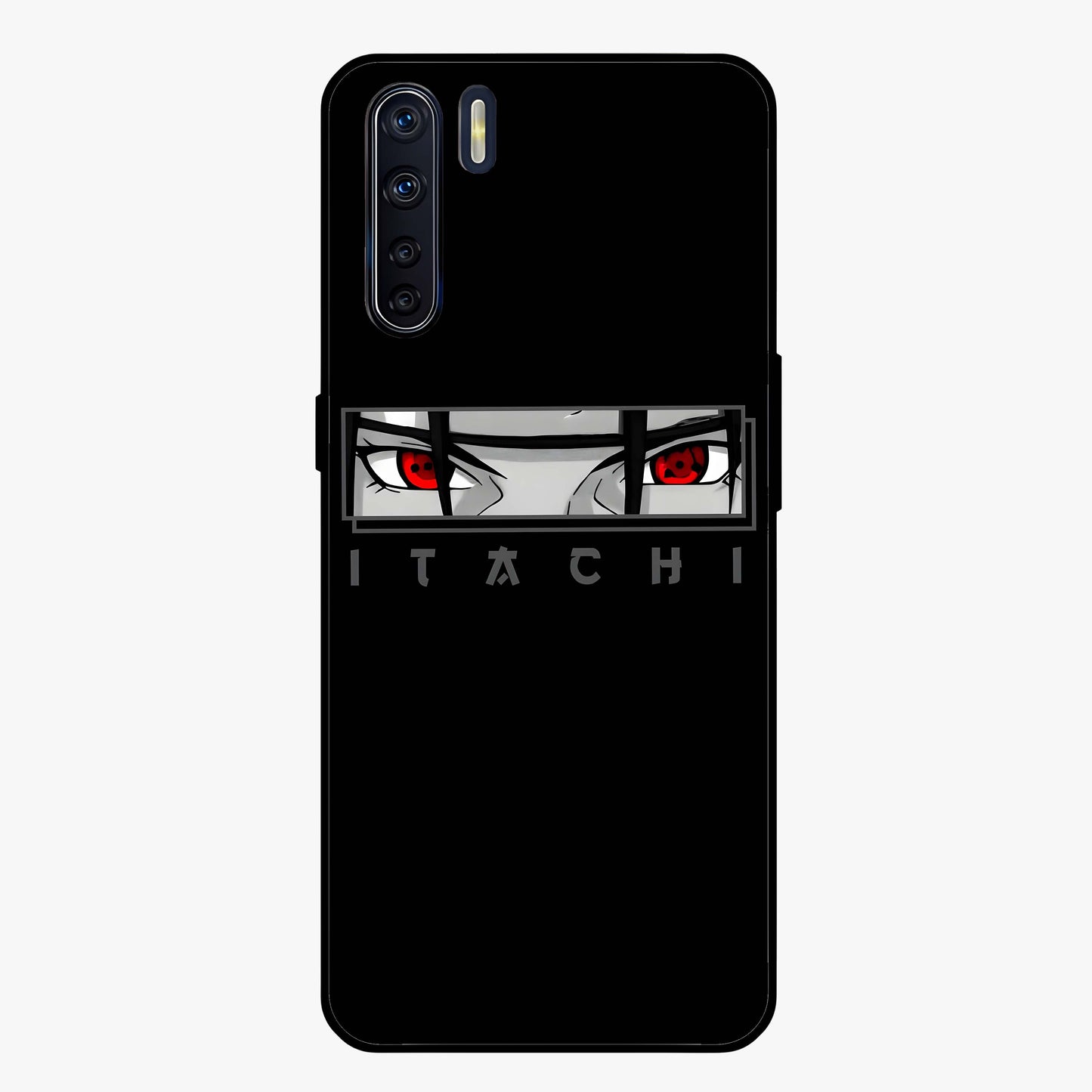Scarlet Gaze Dominance Glass Case showing flat back view with striking red themed artwork and glossy glass finish.