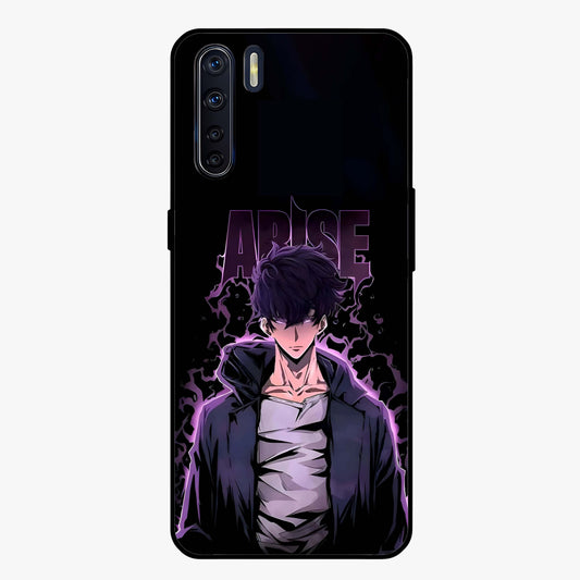 Shadow Monarch Awakening Glass Case showing flat back view with powerful dark monarch themed artwork and glossy glass finish.