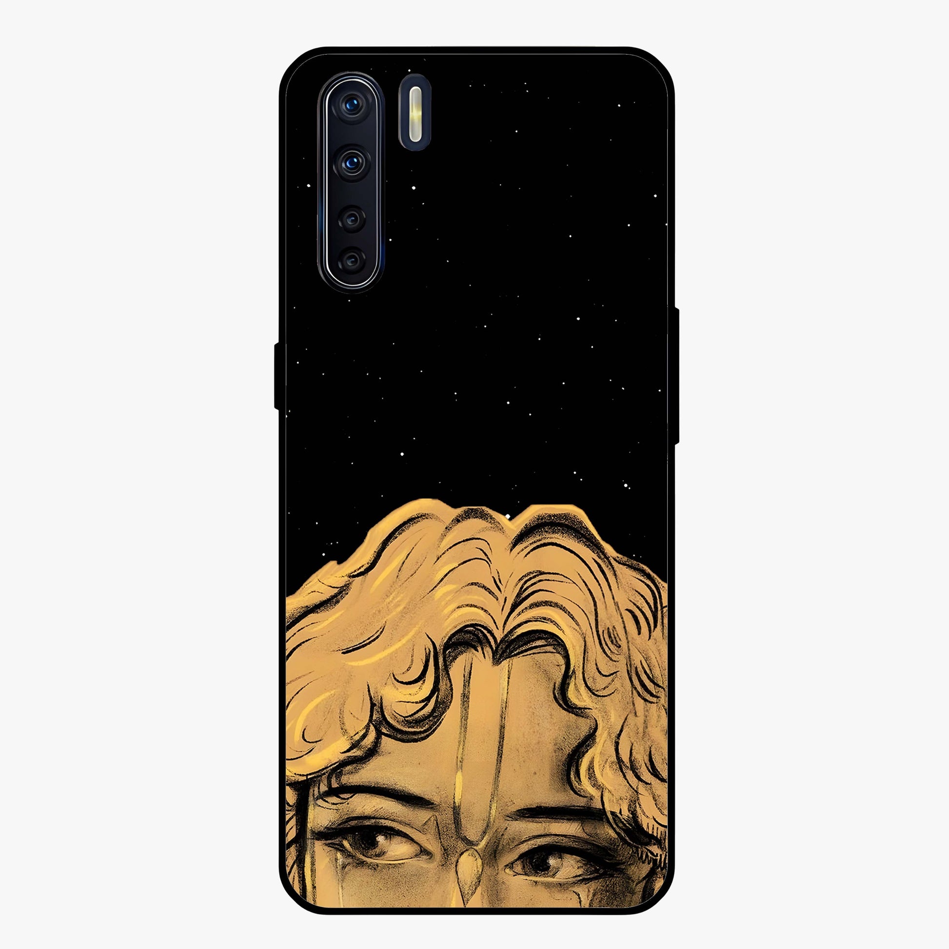 Shri Krishna Art Glass Case showing flat back view with devotional Krishna artwork and glossy glass finish.