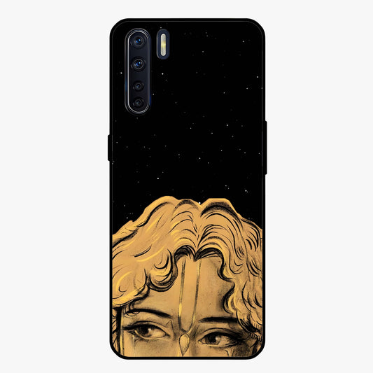 Shri Krishna Art Glass Case showing flat back view with devotional Krishna artwork and glossy glass finish.