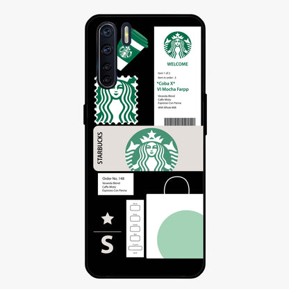 Starbucks Mocha Glass Case showing flat back view with coffee inspired artwork and glossy glass finish.