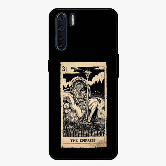 The Empress Glass Case showing flat back view with regal feminine artwork and glossy glass finish.