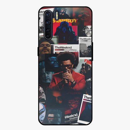 The Weeknd Glass Case showing flat back view with music inspired artistic portrait artwork and glossy glass finish.