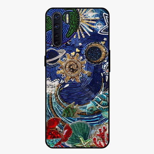 Universe Underwater Spark Glass Case showing flat back view with cosmic underwater themed artwork and glossy glass finish.