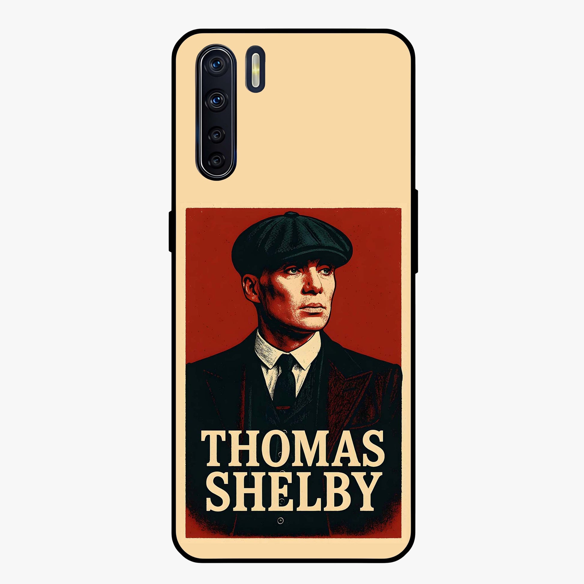 Vintage Mafia Authority Glass Case showing flat back view with bold vintage mafia inspired artwork and glossy glass finish.