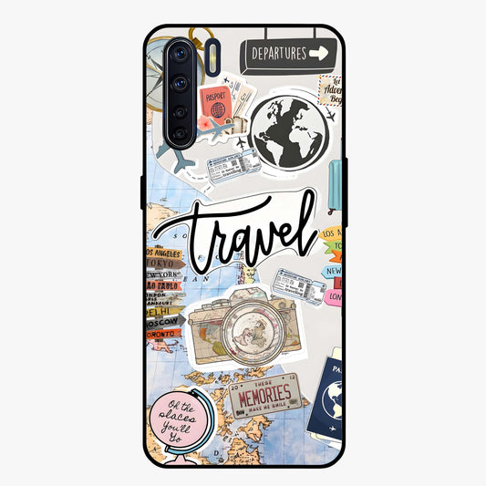 Wanderlust Journal Glass Case showing flat back view with travel inspired artwork and glossy glass finish.