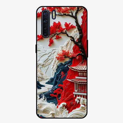 Whispers Of Sakura Waves Glass Case showing flat back view with cherry blossom wave artwork and glossy glass finish.
