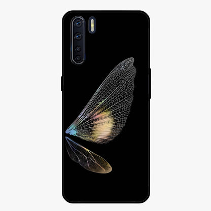 Whispers Of Wings Glass Case showing flat back view with graceful wing inspired artwork and glossy glass finish.