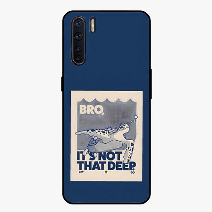 Worry Less Swim Glass Case showing flat back view with playful motivational artwork and glossy glass finish.