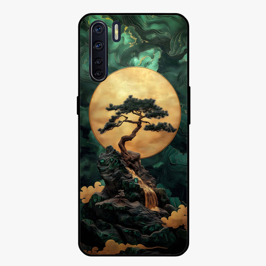 Zen Moon Rise Glass Case showing flat back view with calm moonrise artwork and glossy glass finish.