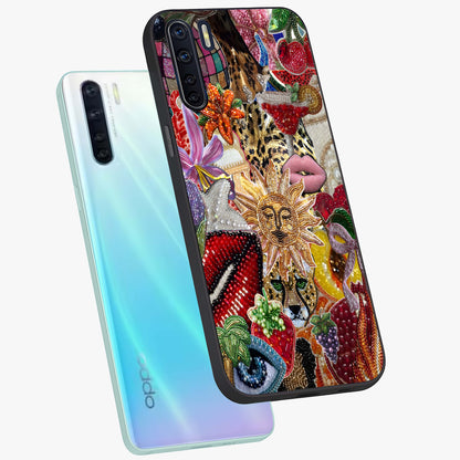 Beaded Fashion Jungle Glass Case displayed in angled mockup highlighting colorful fashion bead design and artistic pattern.