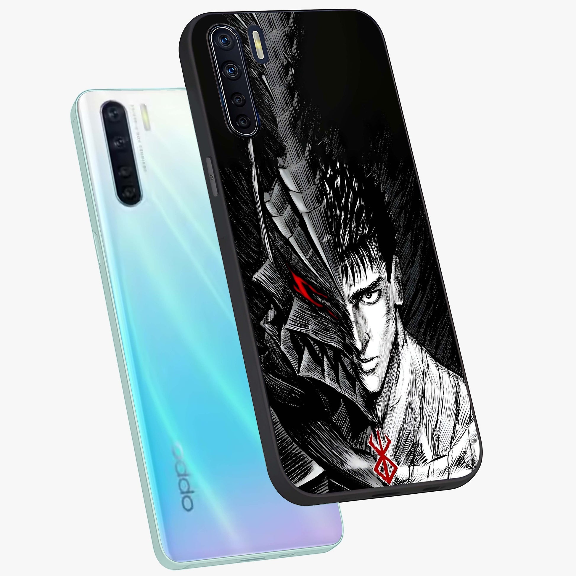 Berserker Blood Oath Glass Case displayed in angled mockup highlighting dark fantasy graphic design and powerful theme.