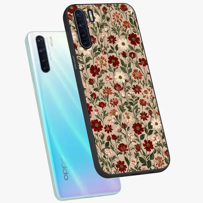 Biege Flower With Leaf Glass Case displayed in angled mockup highlighting minimal floral leaf design and elegant aesthetic.