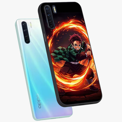 Blazing Sword Resolve Glass Case displayed in angled mockup highlighting powerful sword illustration and bold fantasy theme.