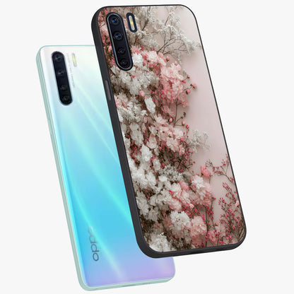 Blush Blossom Cloud Glass Case displayed in angled mockup highlighting soft cloud and blossom design with pastel aesthetic.