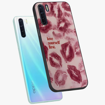 Crimson Kiss Love Glass Case displayed in angled mockup highlighting bold love inspired design with modern aesthetic style.