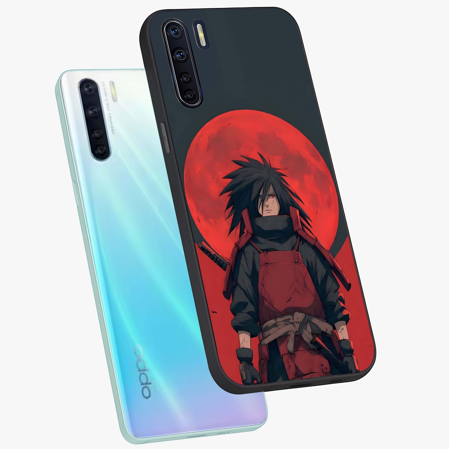 Crimson Moon Warlord Glass Case displayed in angled mockup highlighting dramatic crimson moon design with fantasy aesthetic.