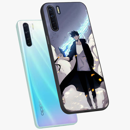 Dark Lightning Anime Warrior Glass Case displayed in angled mockup highlighting powerful lightning themed anime illustration.