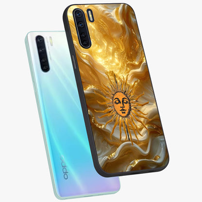 Eternal Golden Glow Glass Case displayed in angled mockup highlighting glowing golden aesthetic design with elegant style.