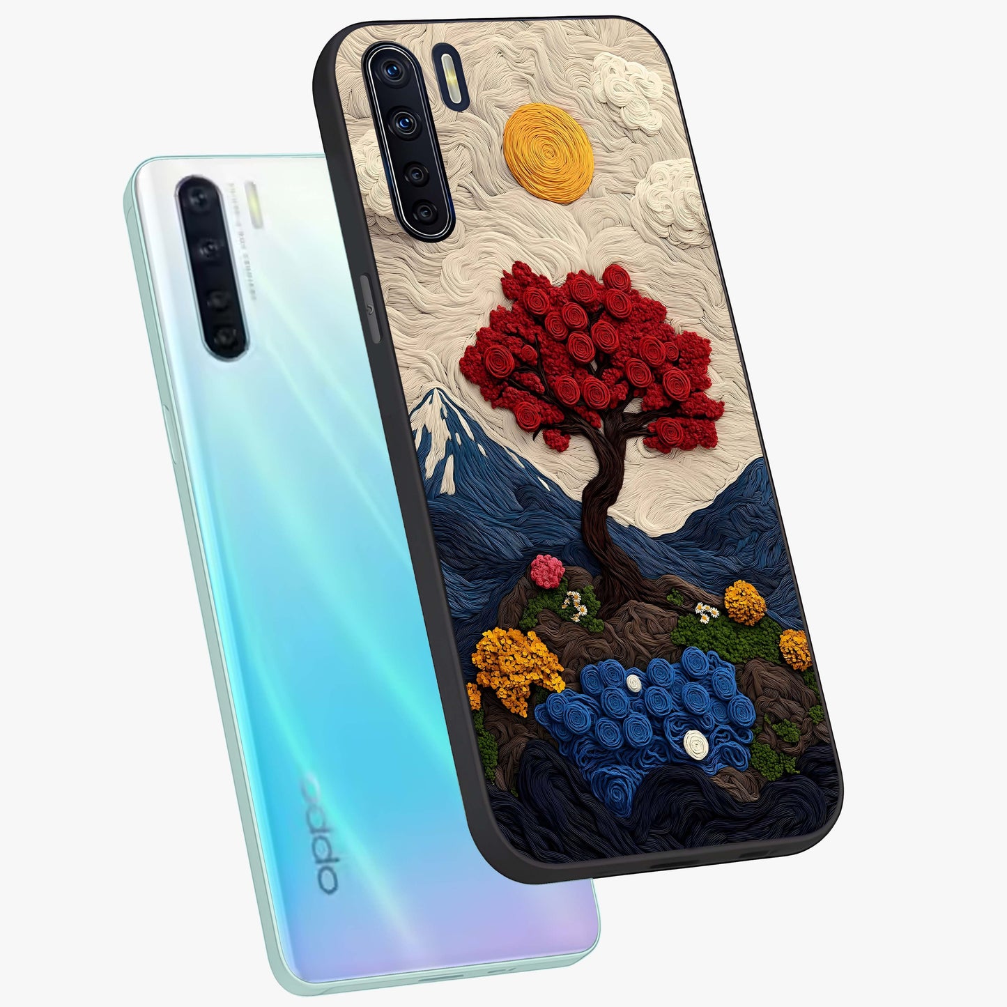 Eternal Nature Tapestry Glass Case displayed in angled mockup highlighting detailed botanical pattern with artistic aesthetic.