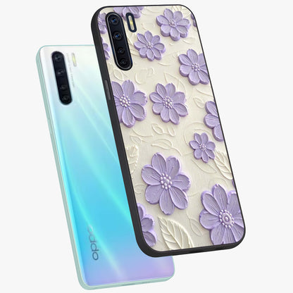 Floral Wall Art With Purple Flowers Glass Case displayed in angled mockup highlighting vibrant purple floral illustration with artistic aesthetic.