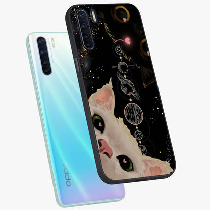 Galactic Cat Glass Case displayed in angled mockup highlighting celestial feline illustration with galaxy aesthetic style.
