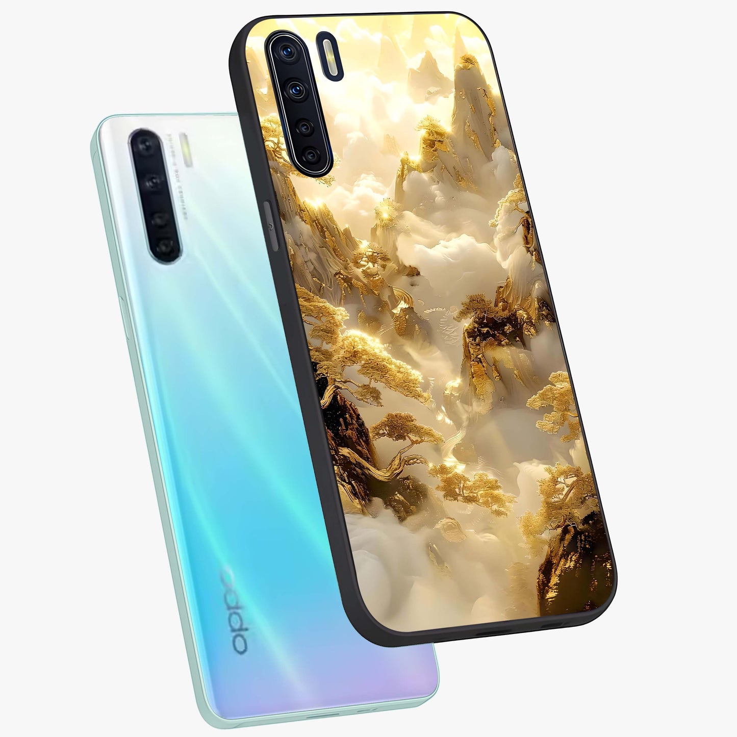Gates Of Illumination Glass Case displayed in angled mockup highlighting radiant portal inspired design with fantasy aesthetic.