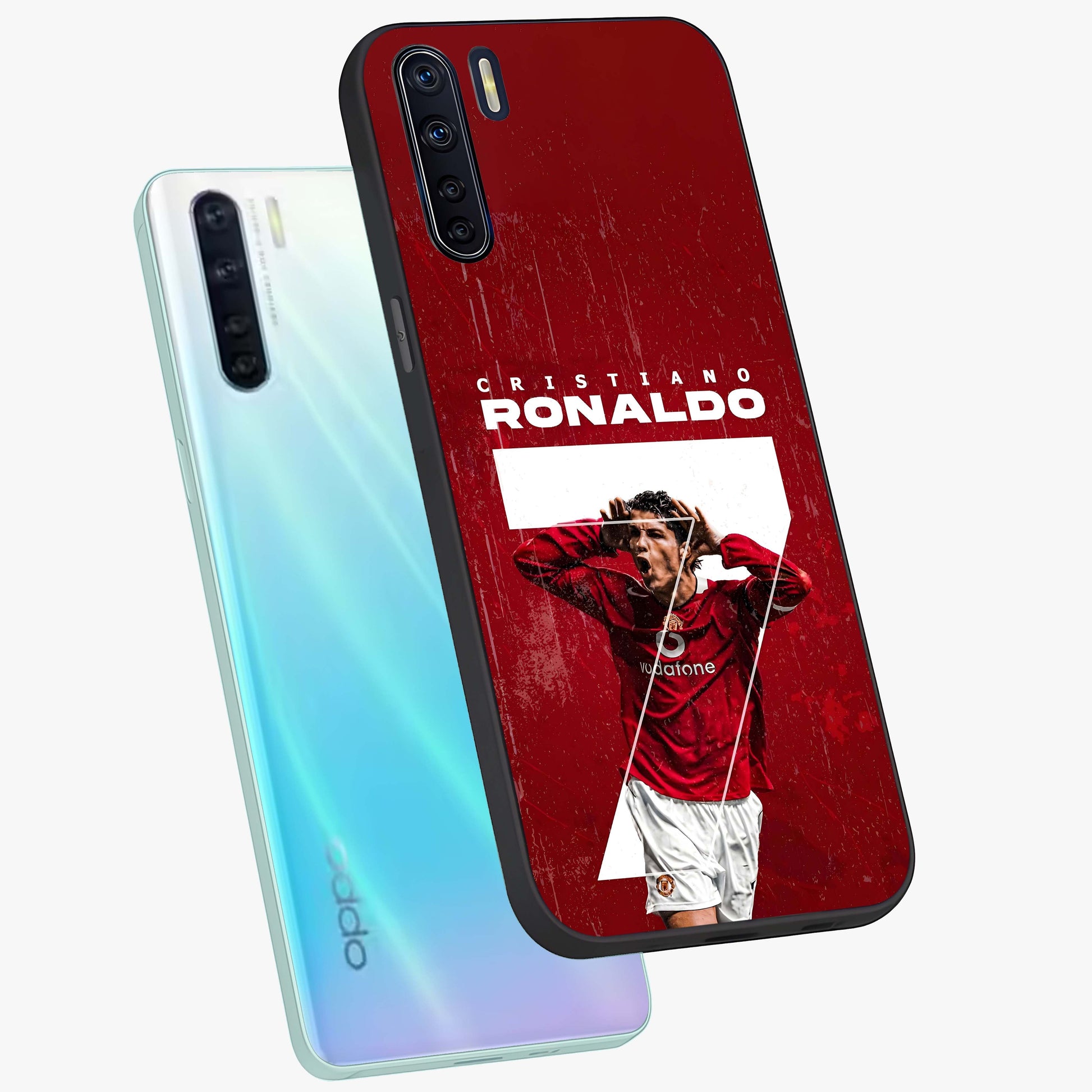 Goal Celebration Legacy Glass Case displayed in angled mockup highlighting energetic sports celebration design with bold athletic theme.