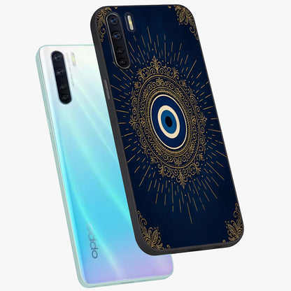 Golden Celestial Charm Glass Case displayed in angled mockup highlighting sparkling cosmic charm design with celestial aesthetic.