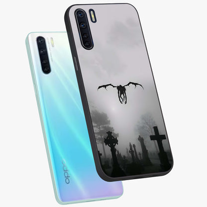 Graveyard Shadow Descent Glass Case displayed in angled mockup highlighting eerie shadow illustration with gothic aesthetic.