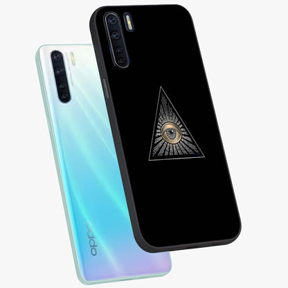 Illuminati Evil Glass Case displayed in angled mockup highlighting dark occult inspired design with bold aesthetic style.