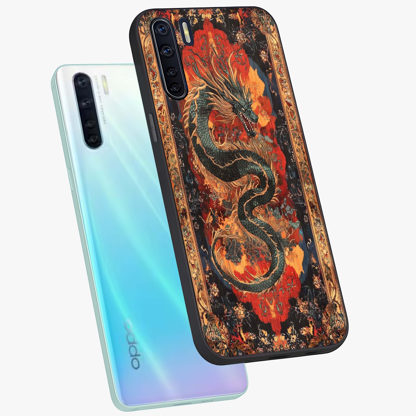 Inferno Dragon Soul Glass Case displayed in angled mockup highlighting powerful dragon illustration with inferno aesthetic.