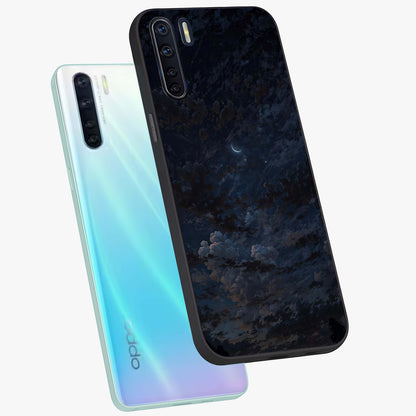 Lunar Veil Silence Glass Case displayed in angled mockup highlighting soft lunar design with peaceful celestial aesthetic.