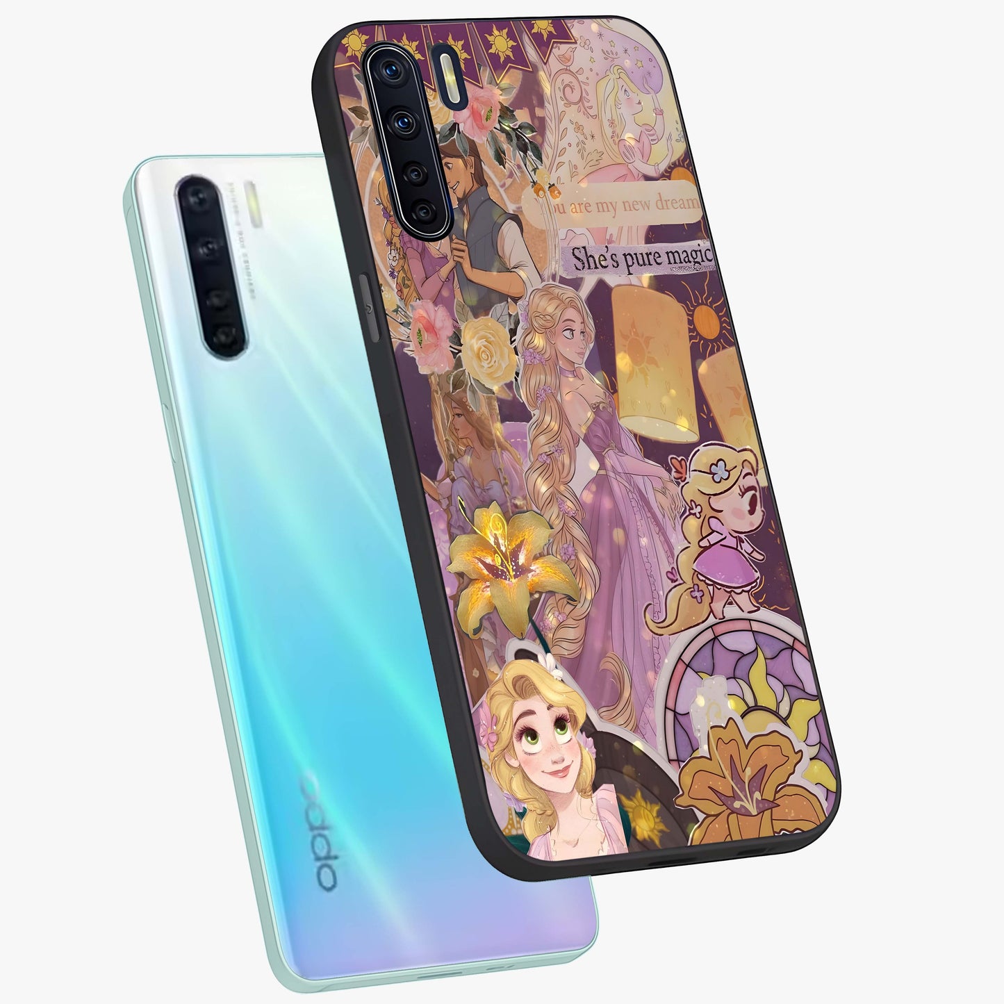 Magical Tangled Dream Glass Case displayed in angled mockup highlighting whimsical fantasy design with magical aesthetic.
