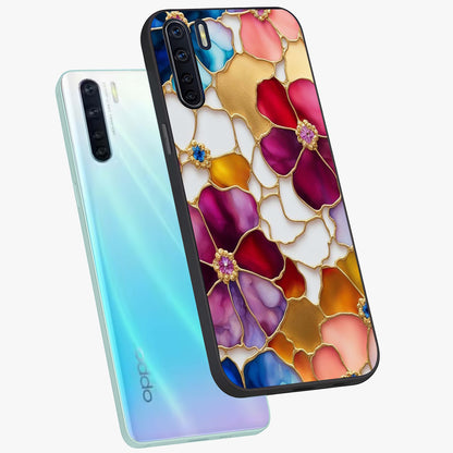 Marble Flower Pattern Glass Case displayed in angled mockup highlighting elegant marble floral design with modern aesthetic.
