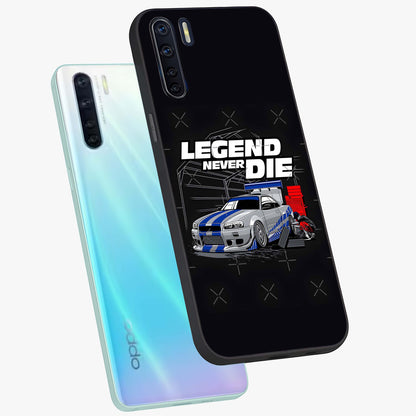 Midnight Racing Legacy Glass Case displayed in angled mockup highlighting dynamic automotive design with bold midnight aesthetic.