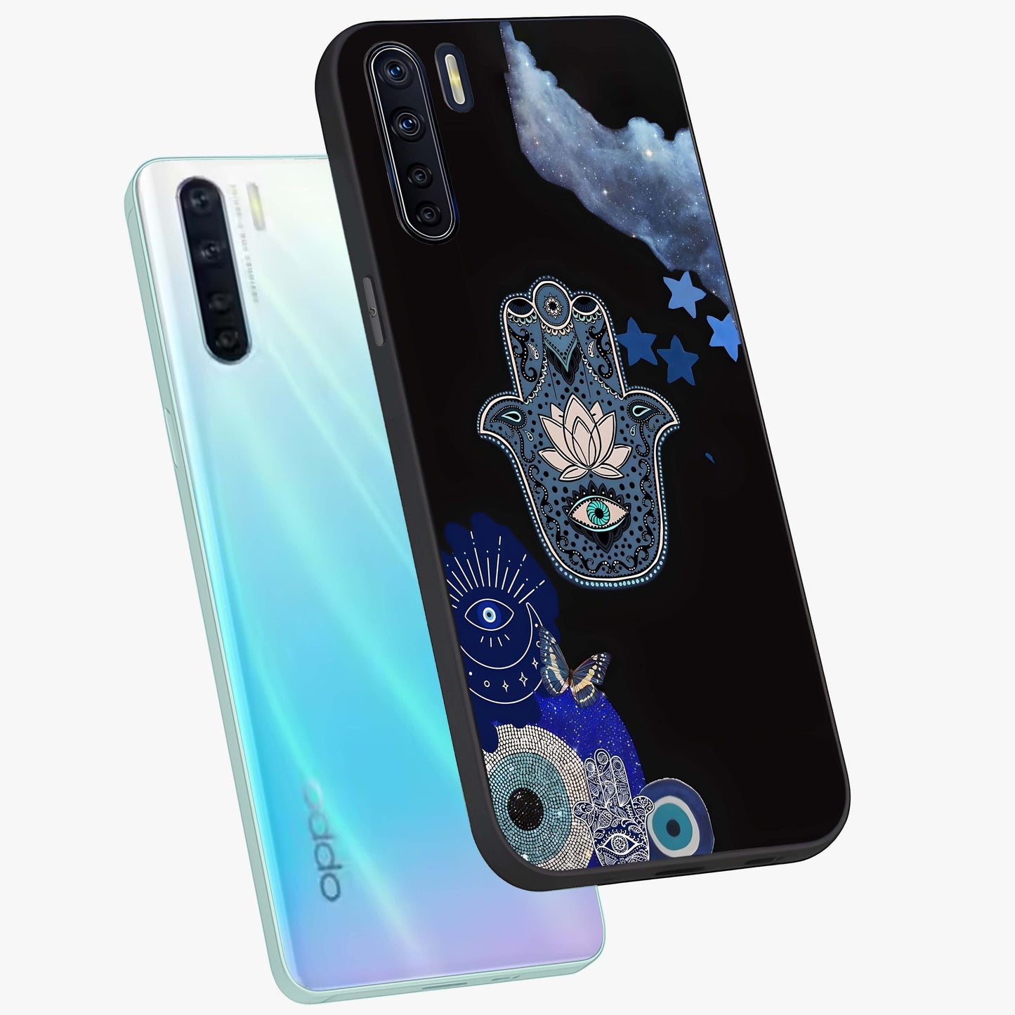 Mystic Hand Aura Glass Case displayed in angled mockup highlighting magical aura design with spiritual aesthetic style.