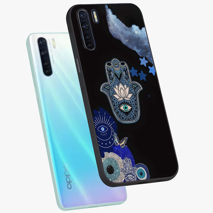 Mystic Hand Aura Glass Case displayed in angled mockup highlighting magical aura design with spiritual aesthetic style.