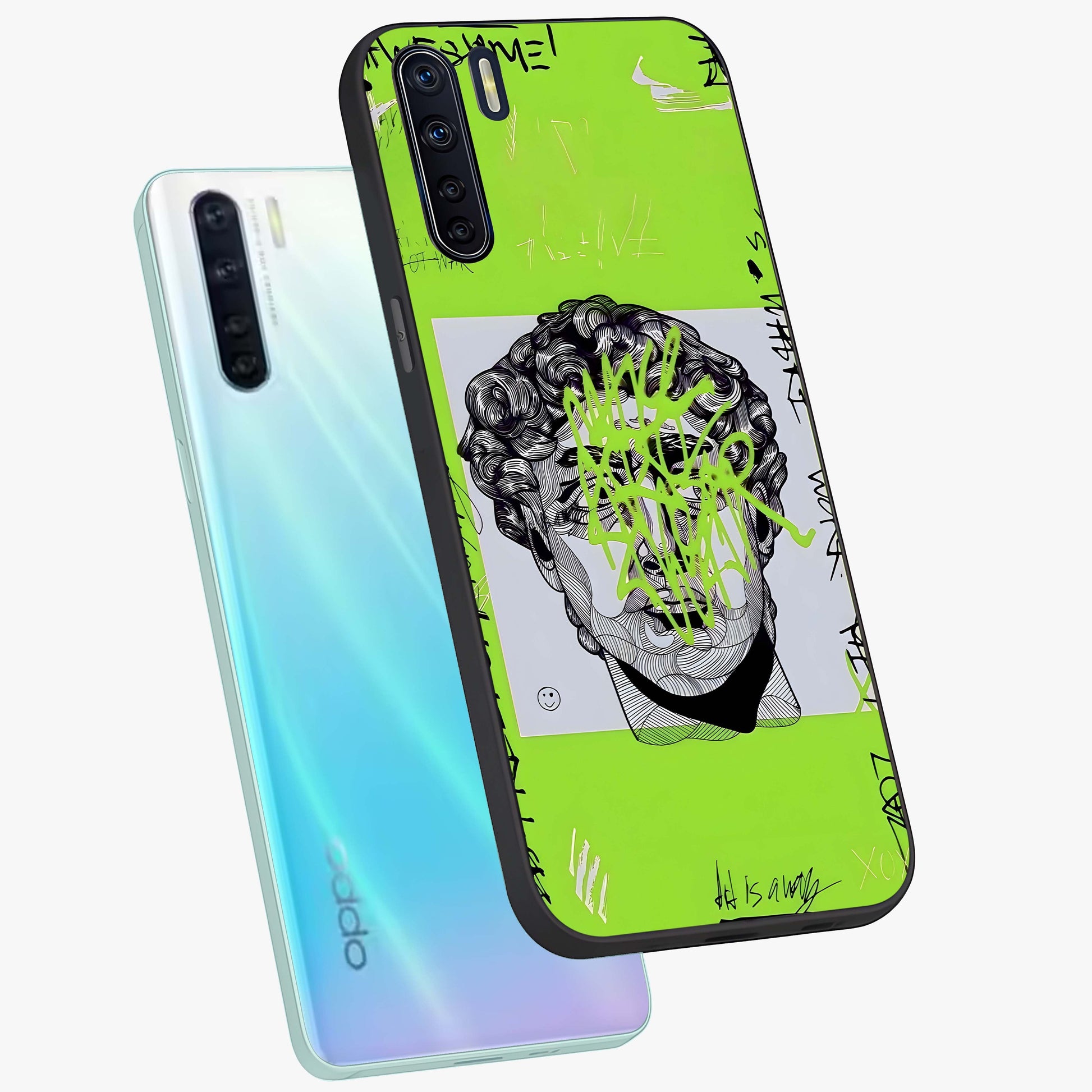 Neo Graffiti Rebellion Glass Case displayed in angled mockup highlighting urban street art design with rebellious aesthetic.