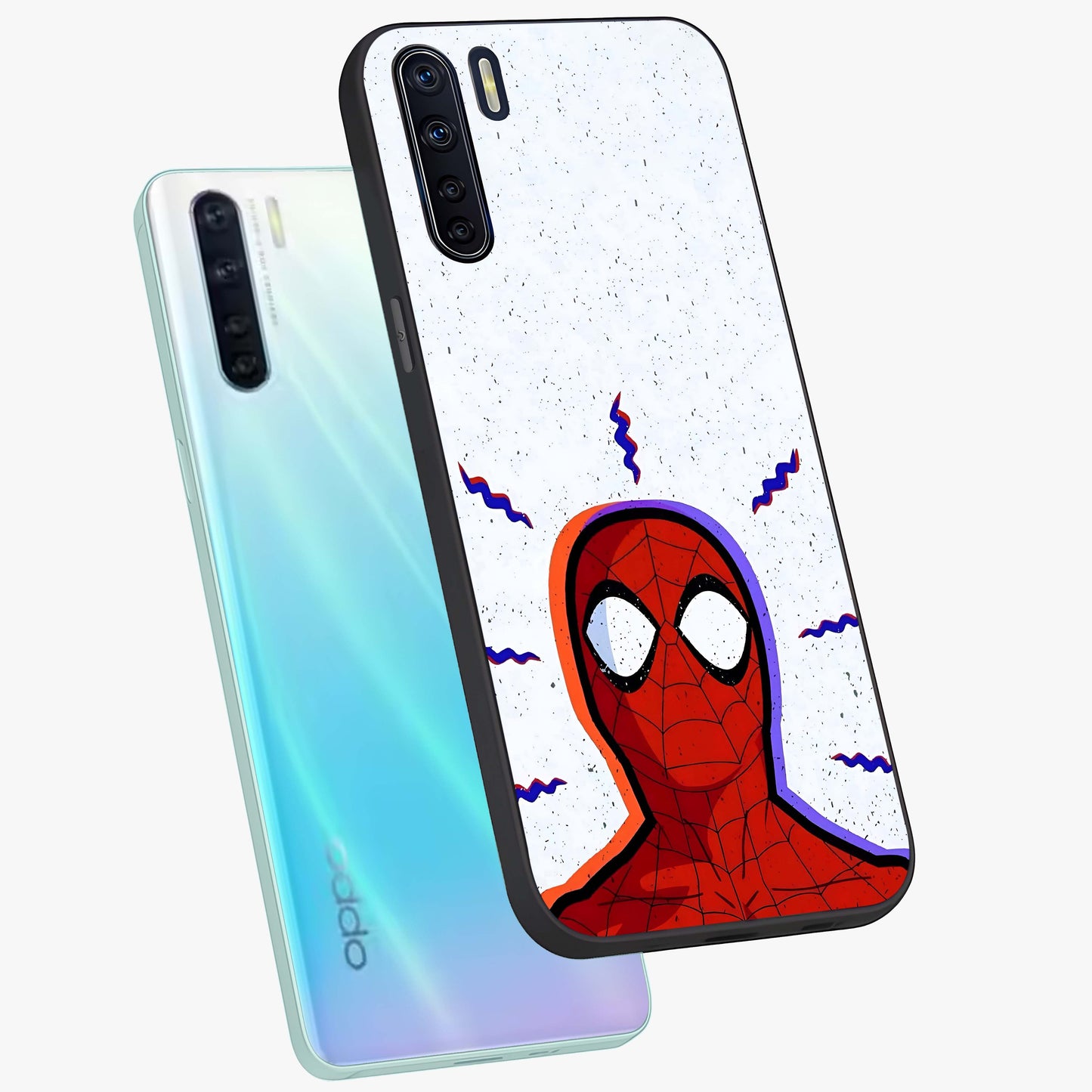 Omg Spiderman Glass Case displayed in angled mockup highlighting dynamic hero illustration with action comic aesthetic.