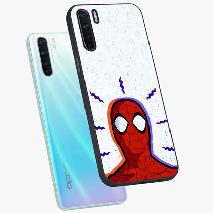 Omg Spiderman Glass Case displayed in angled mockup highlighting dynamic hero illustration with action comic aesthetic.