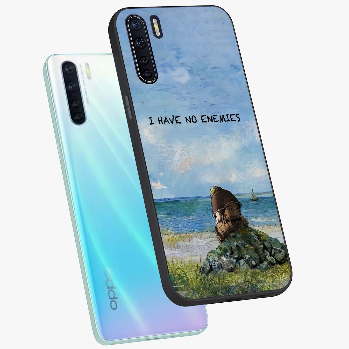 Peace Beyond War Glass Case displayed in angled mockup highlighting meaningful message design with artistic aesthetic style.