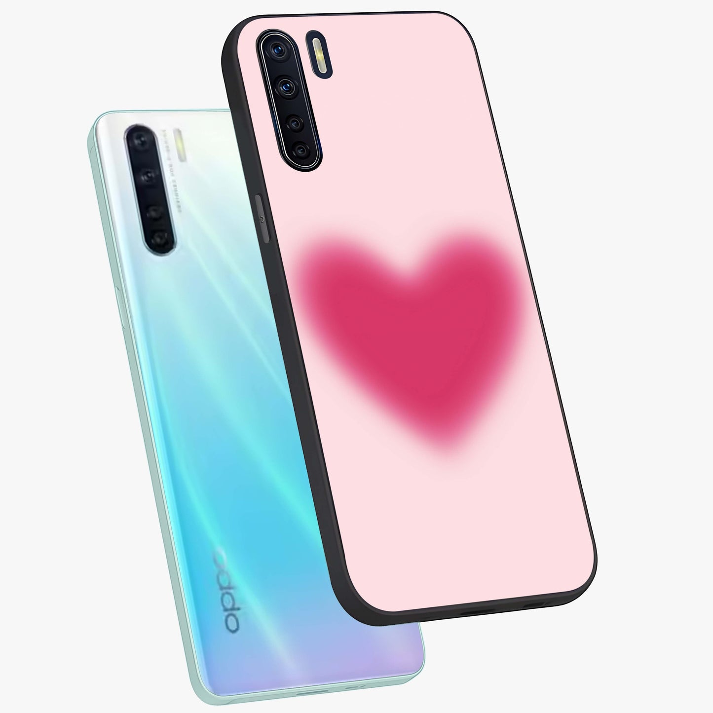 Pink Aura Heart Glass Case displayed in angled mockup highlighting vibrant pink heart design with dreamy aura aesthetic.